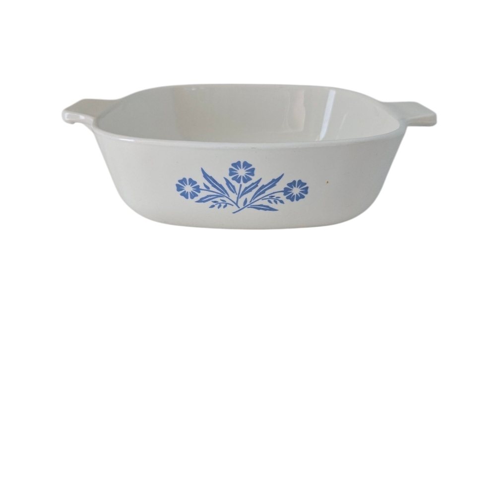 Corning 1 Qt White and Blue Floral Baking Dish